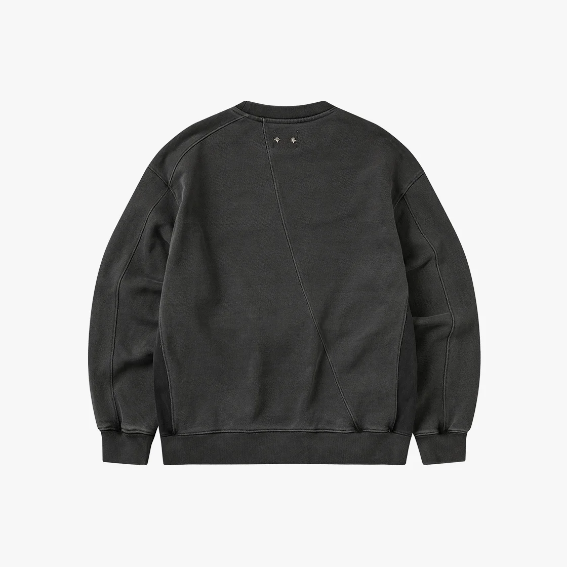 Unbalanced Incision Pigmentation Heavy Sweatshirt_Charcoal