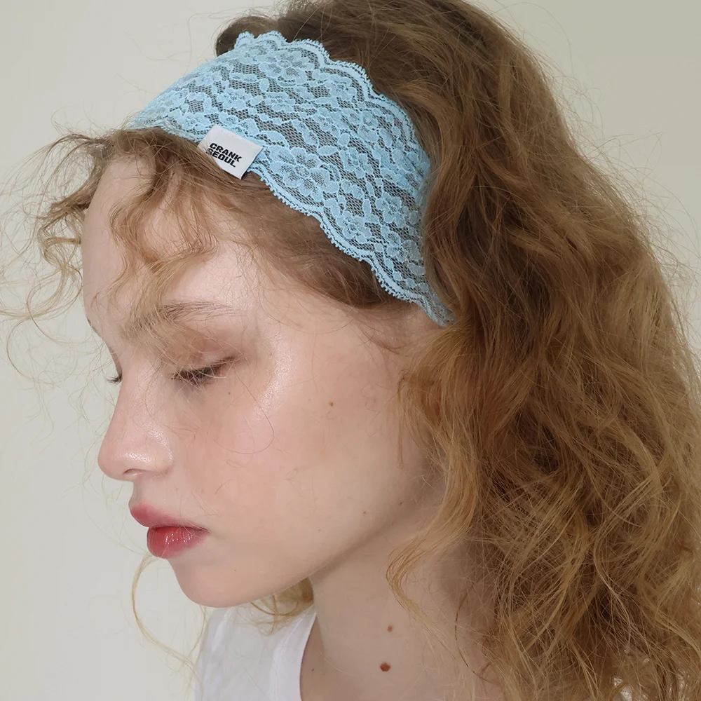 LACE VEIL HEADBAND_AQUA BLUE