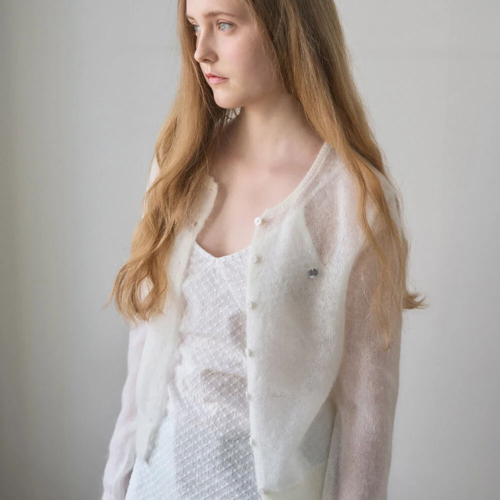 SHEER HAIRY SOFT CARDIGAN 3COL_IVORY