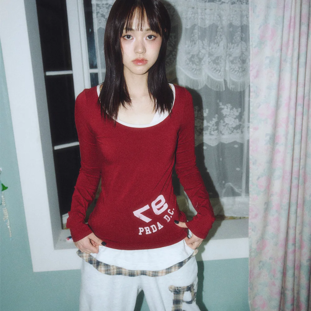 97 PDC LOGO LAYERED LONG SLEEVE BURGUNDY