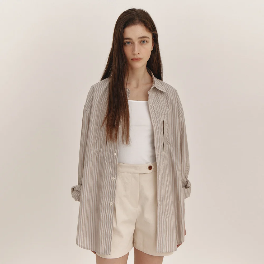 Stripe Pocket Shirt(Beige)