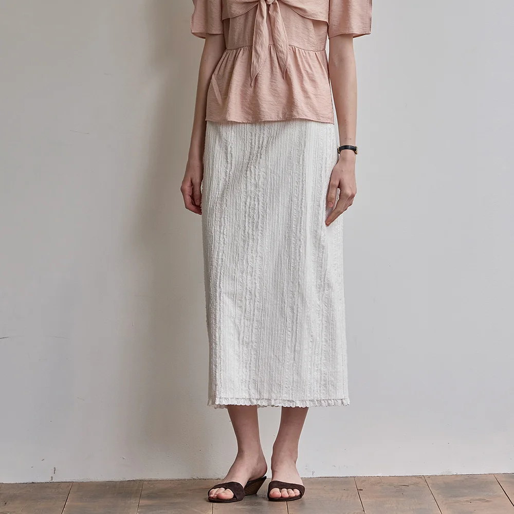 Fringe lace frill skirt - Off white