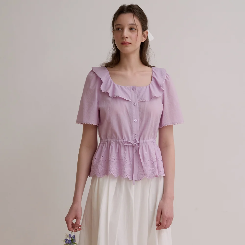 Eyelet lace blouse - Lavender