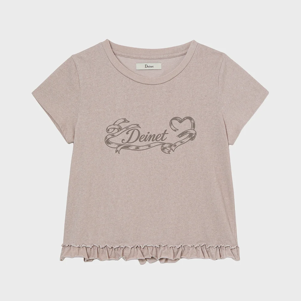 RUFFLE WASHED T-SHIRT IN BEIGE