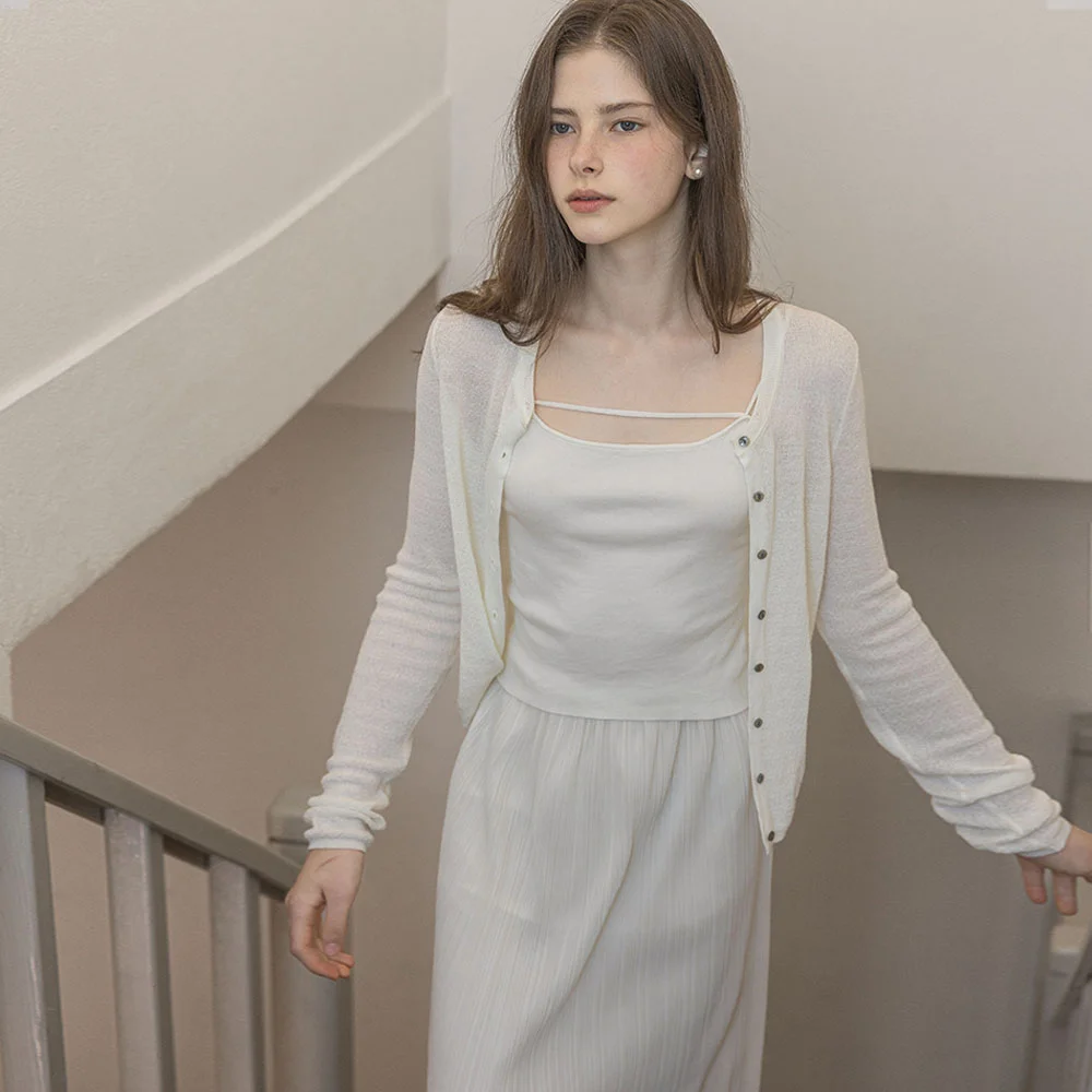 Tencel logo cardigan
