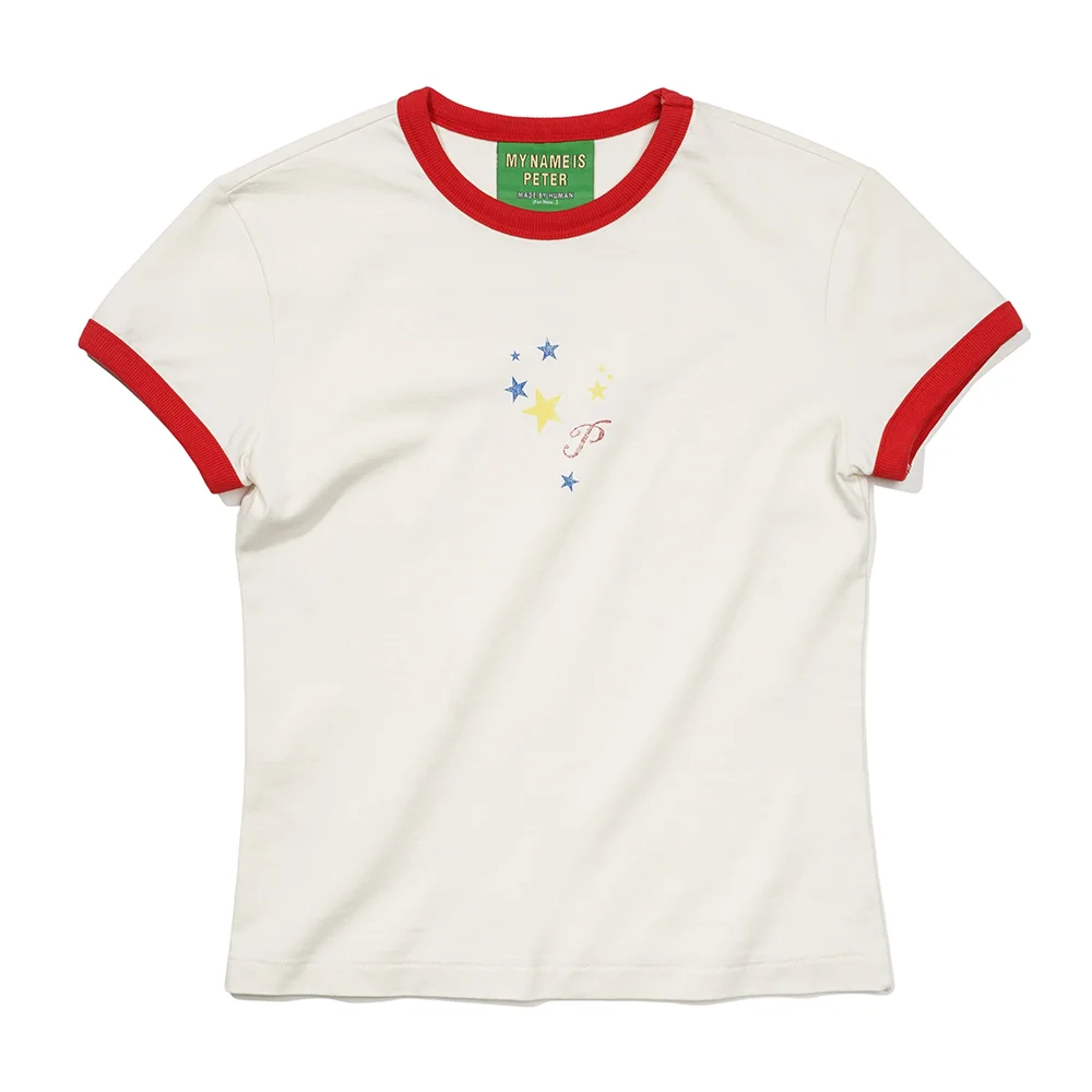 (W) STAR FLAG RINGER T-SHIRTS - RED
