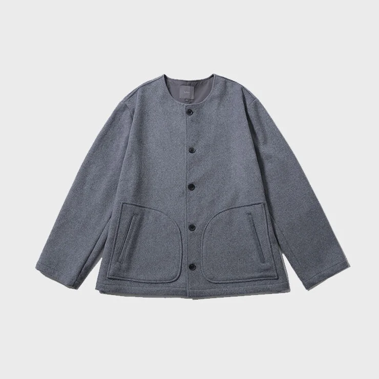 RANCH WOOL BLENDED CARDIGAN JACKET (ASH BLUE)