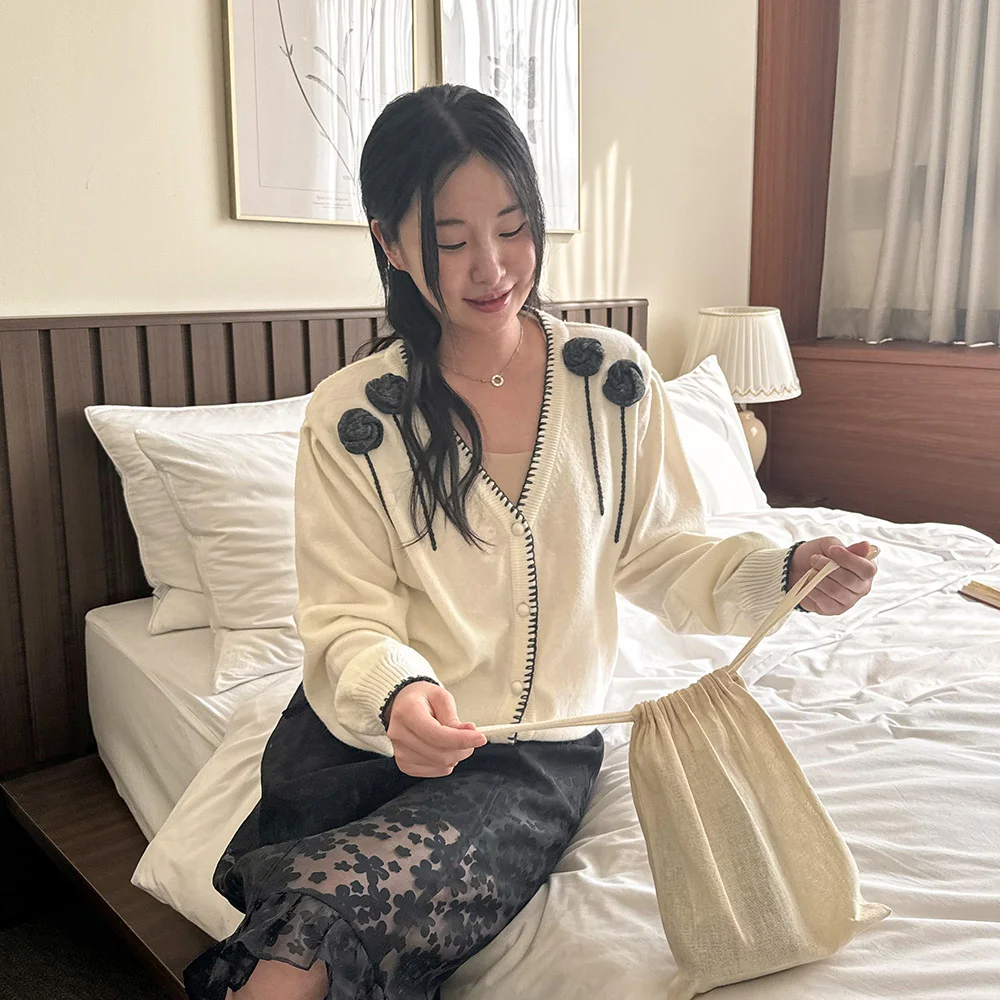 Rose Drizzle Cardigan (Ivory)