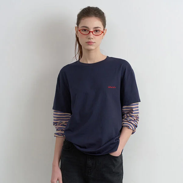 LAYERED STRIPE T-SHIRT NAVY