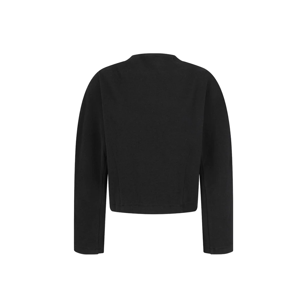 Jersey padded mock neck top, Black