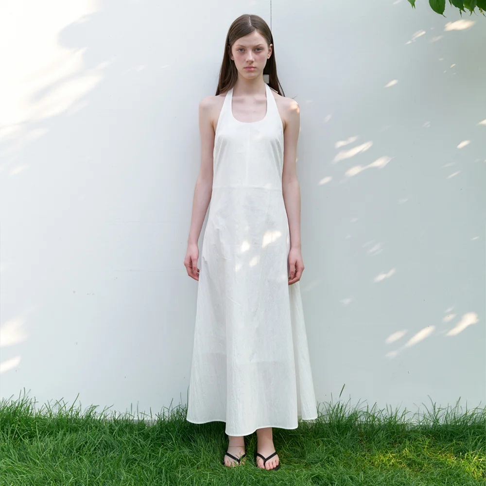 muse halter long dress - off white