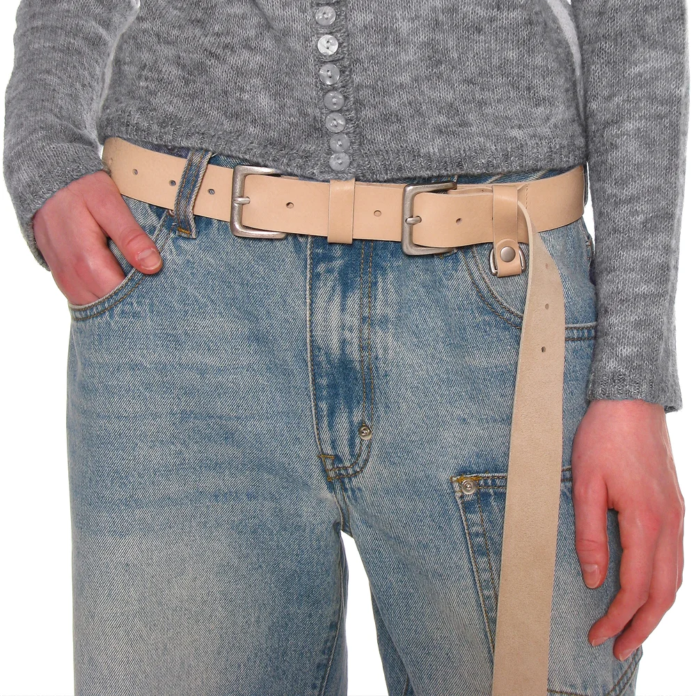 LEATHER EXTRA LONG BELT_SAND