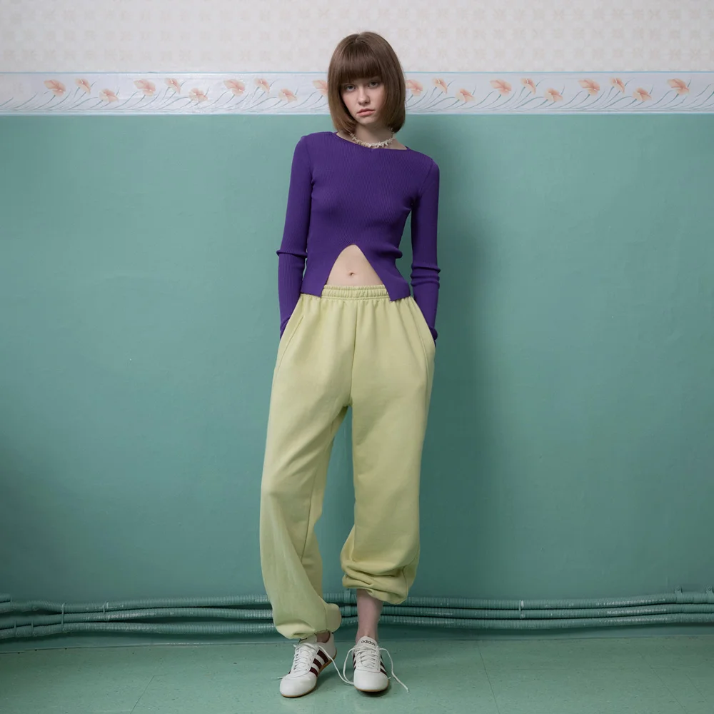 Letu 修身V領 羅紋 背部開衩 針織衫_Retu Knit_2colors