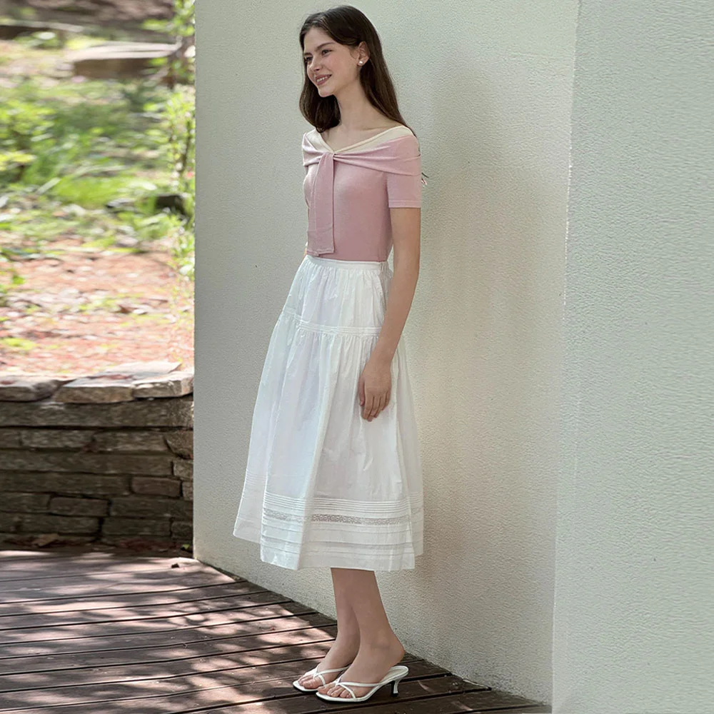 Letter lace white skirt
