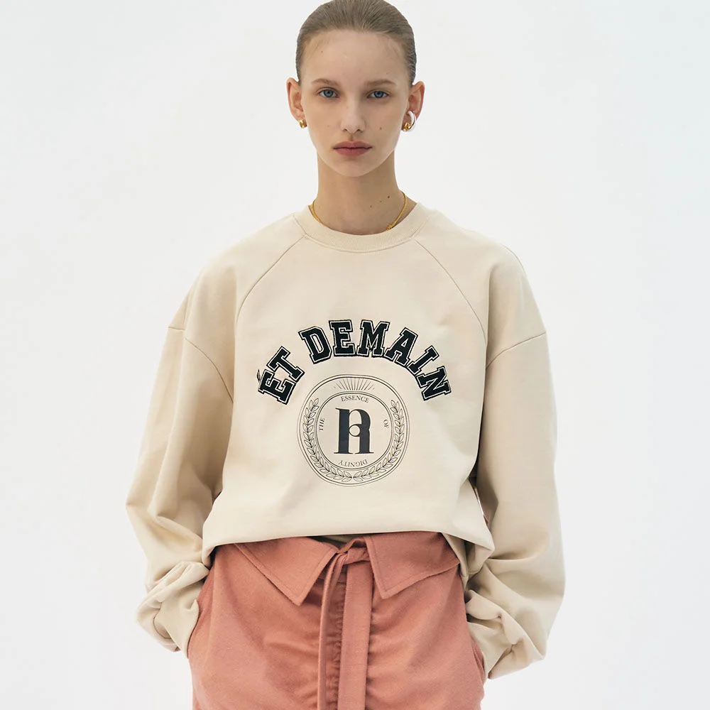 Logo-print embroidered jersey sweatshirt (Ivory)