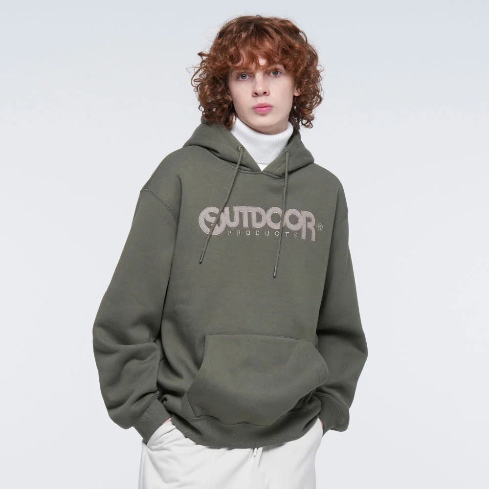 BASIC APPLIQUE HOODIE (KHAKI)