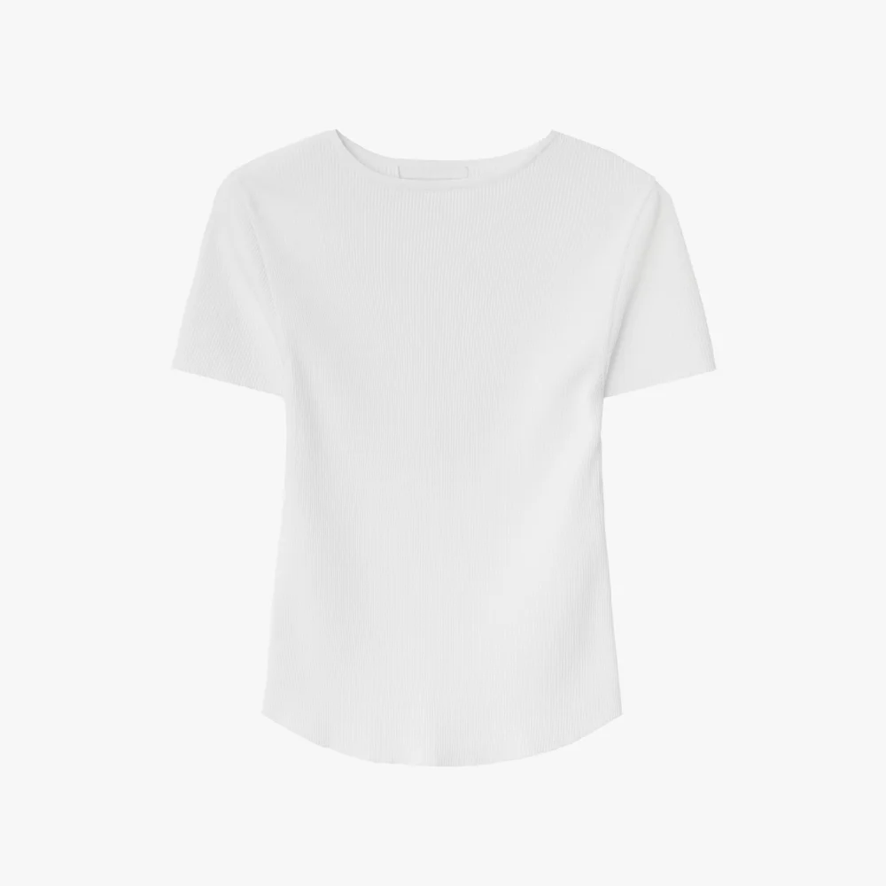RIBBED HALF SLEEVE KNIT / WHITE