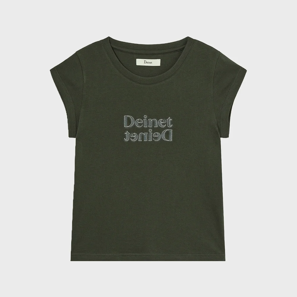 BRUSHED STITCH POINT PETIT T-SHIRT IN CHARCOAL