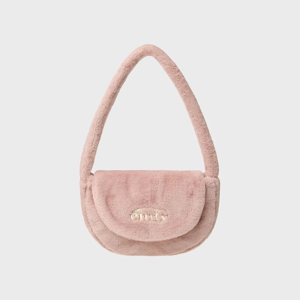 FUR HALF MOON FLAP BAG-PINK