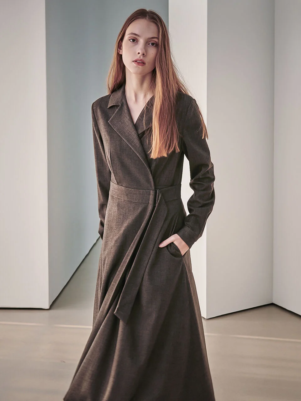 Herringbone Wrap One-Piece_Coffee