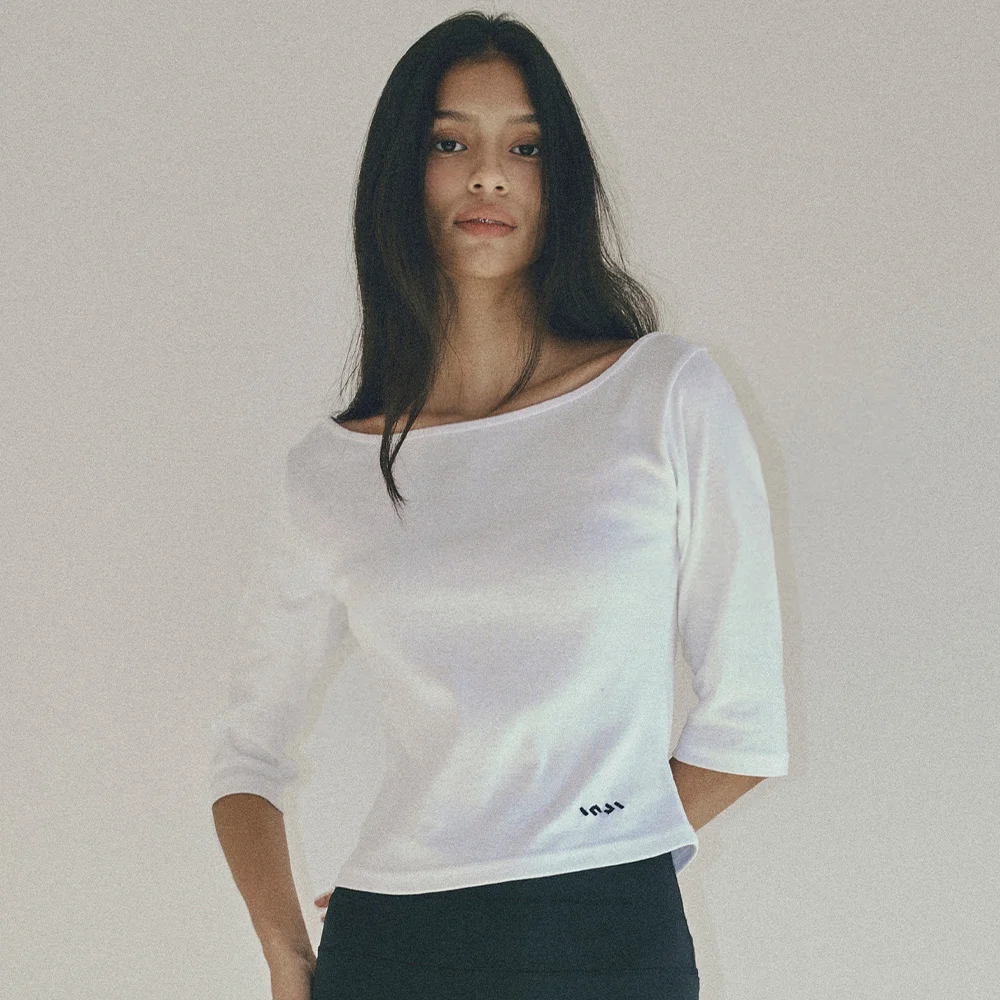 Boatneck 7-Sleeve Top 白色