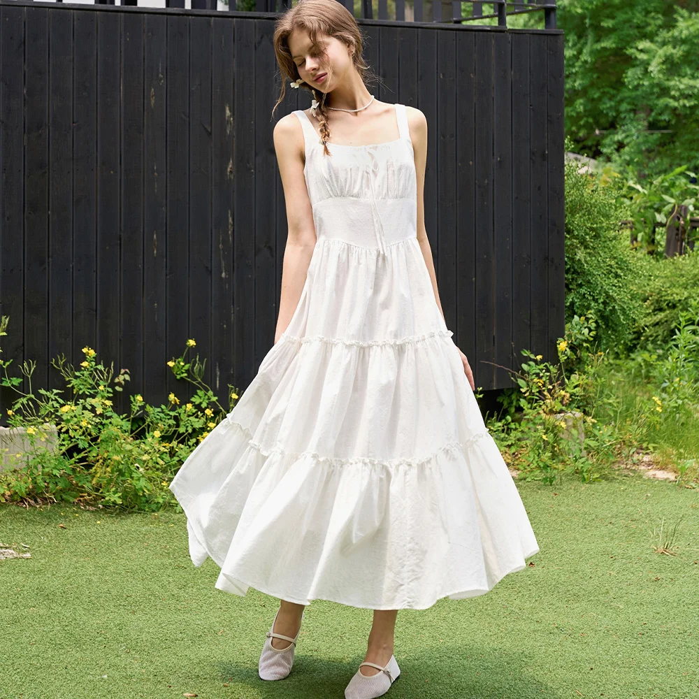 Ribbon shirring sleeveless dress_4 Colors
