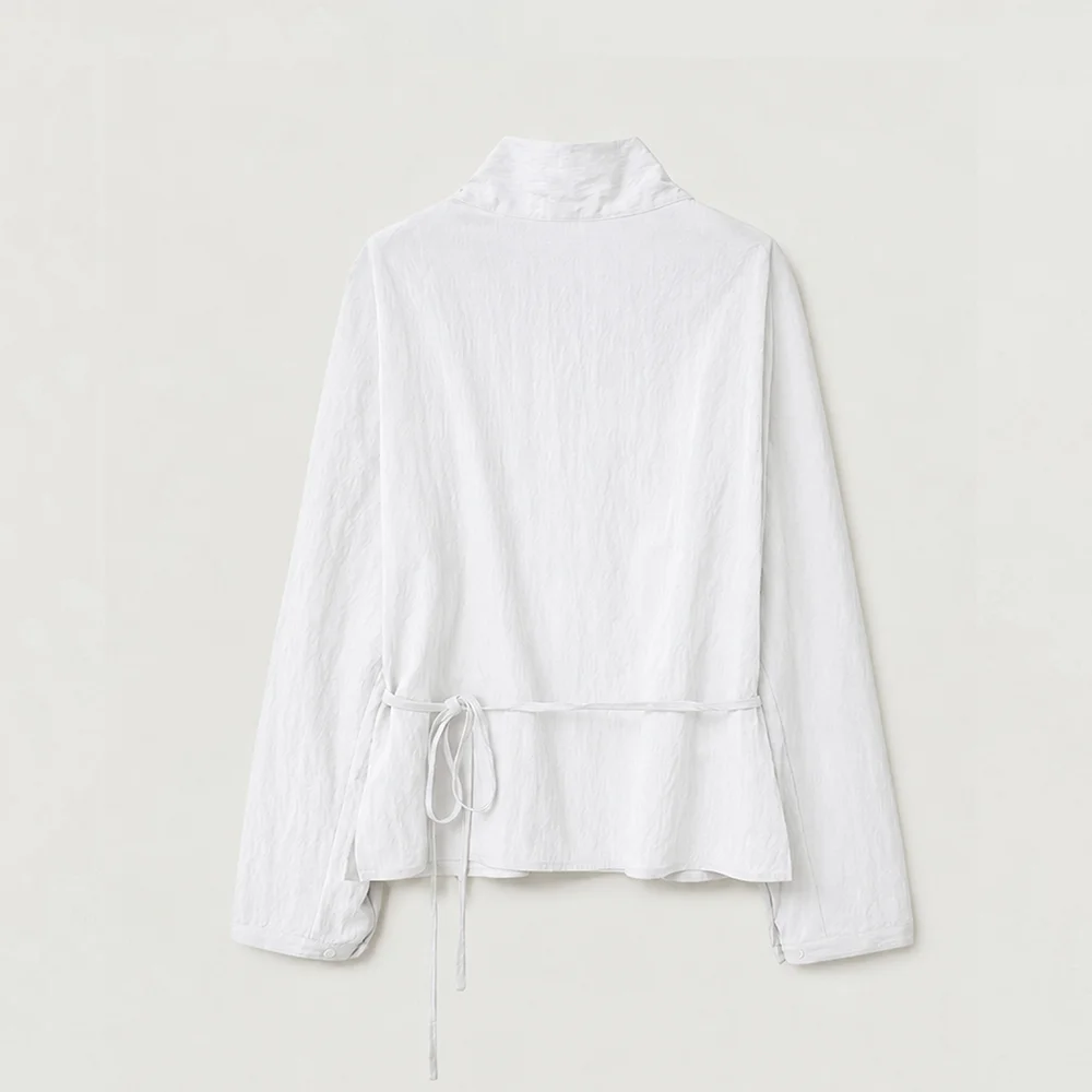 Muse drape high-neck blouse_ivory