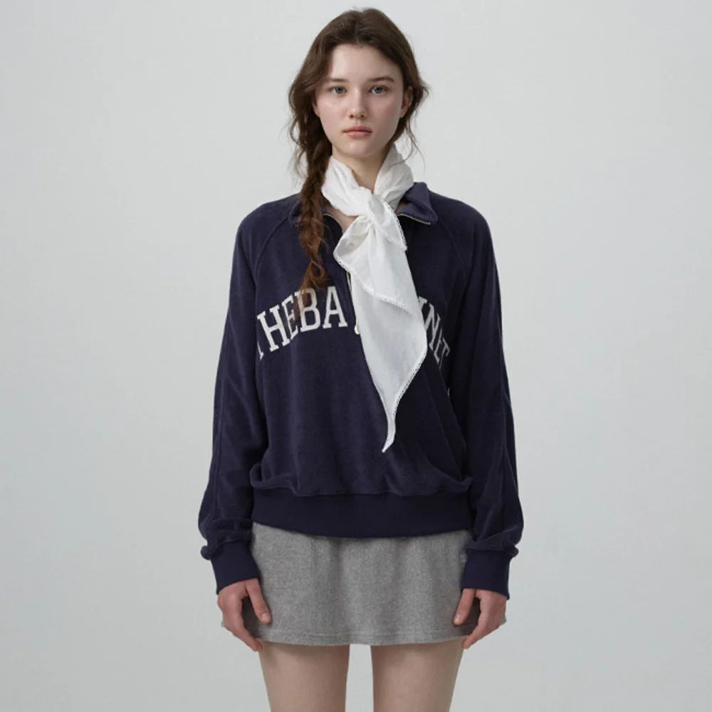 Terry Logo Half-Zip Pullover_Navy