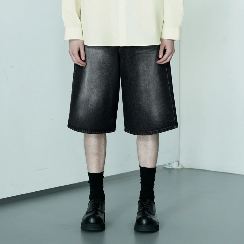 M229 WIDE BERMUDA DENIM PANTS_BLACK