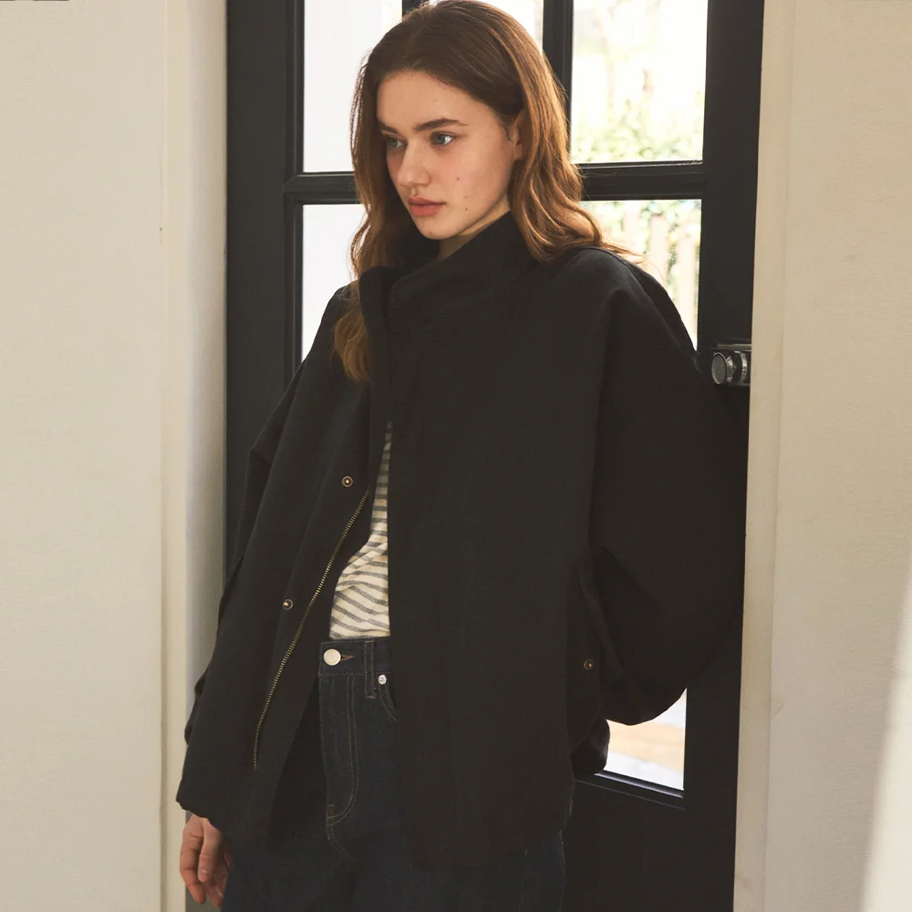 W/90s Classic Fishtail Short Bomber Jacket_Black(WC25-OT01)