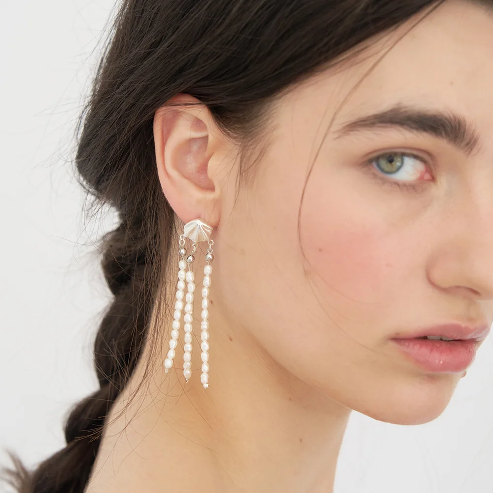 Sea Veil Pearl Drop Earring