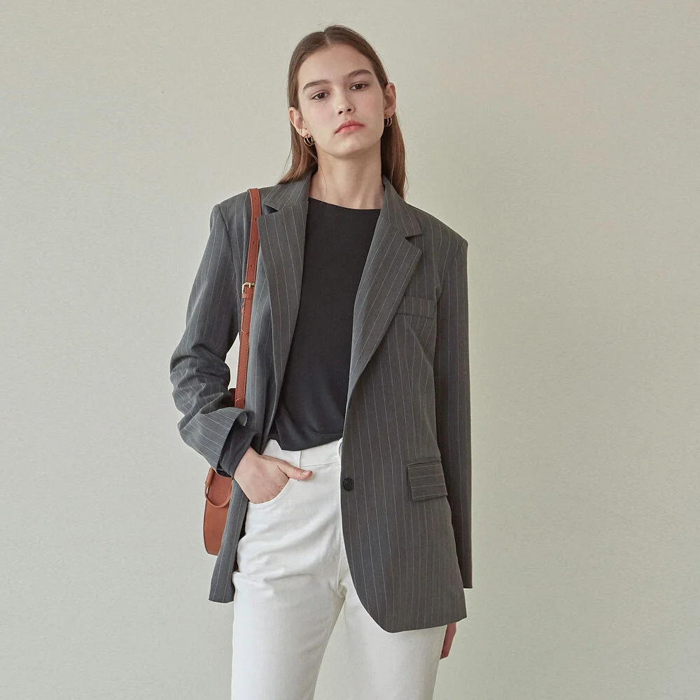 CLASSIC STRIPE SINGLE JACKET_GRAY
