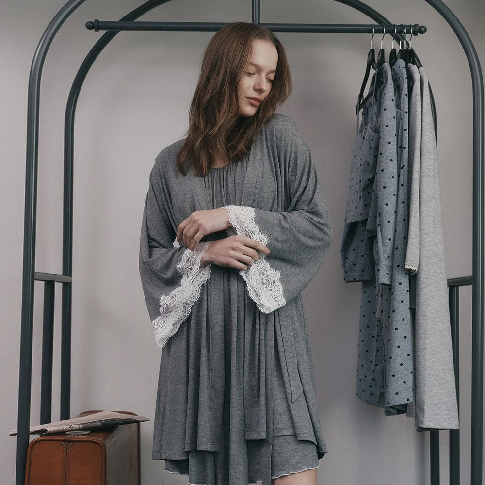 MJ_Sling lace pajamas cardigan_2color