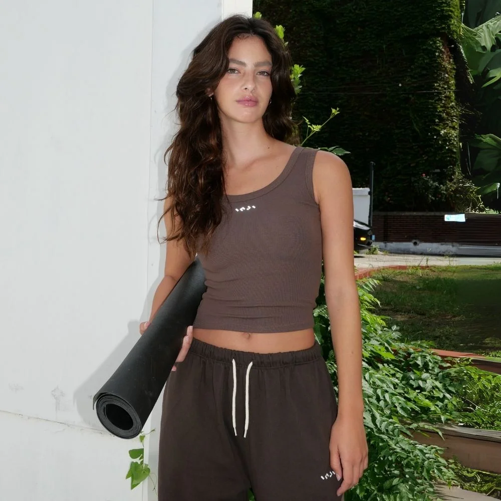 Scoop Ribbed Tank 啡色