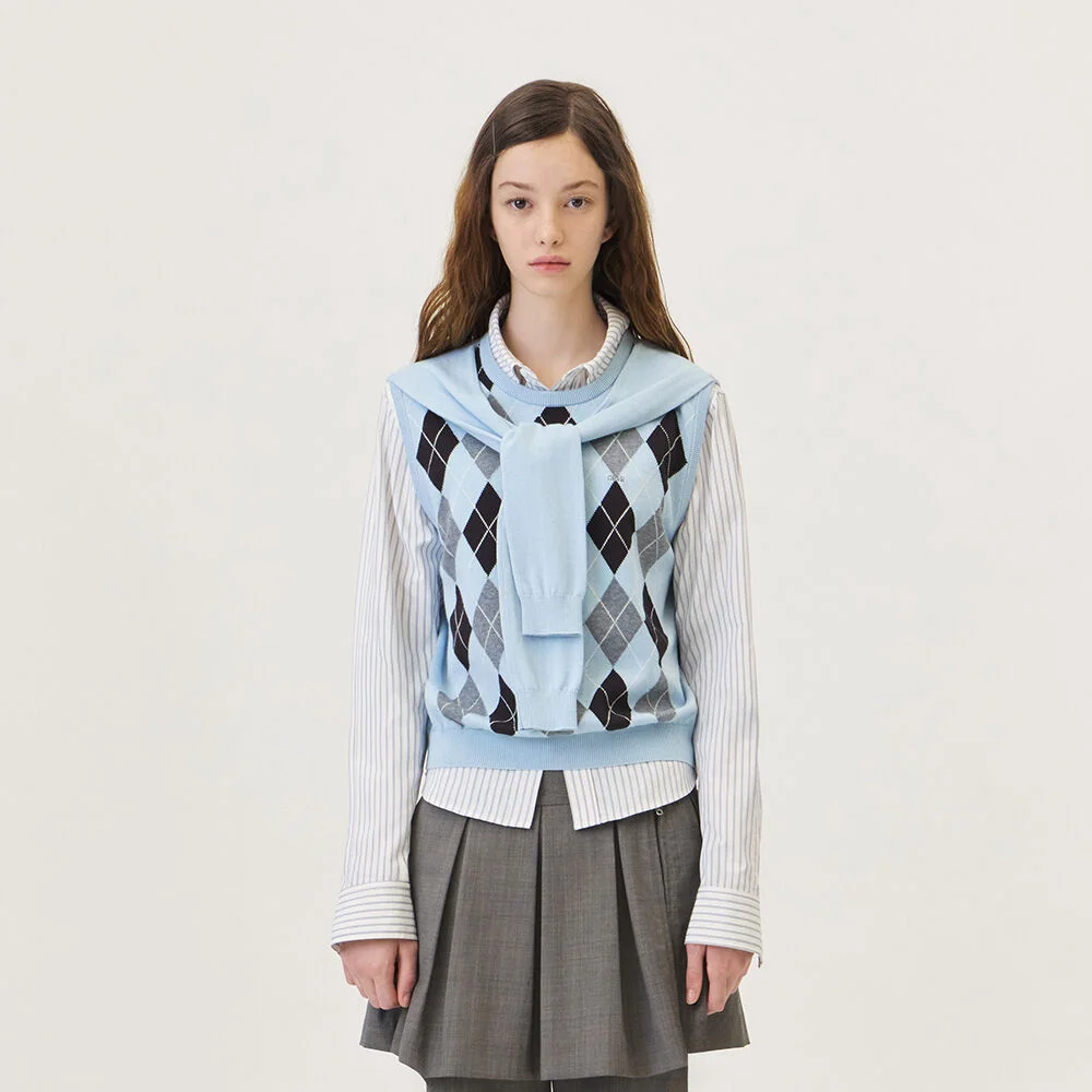 VENI ARGYLE VEST (LIGHT BLUE)