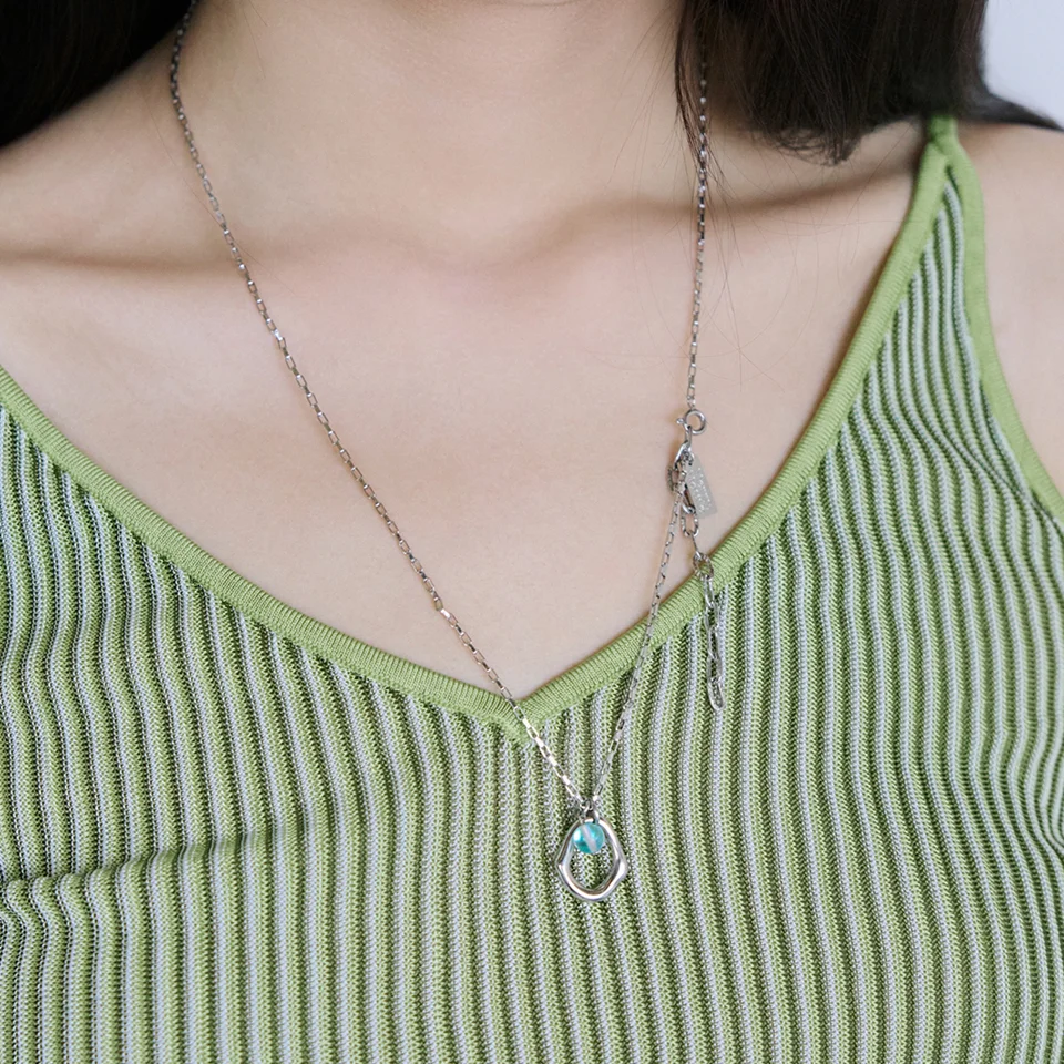Aqua moonstone with organic shape necklace