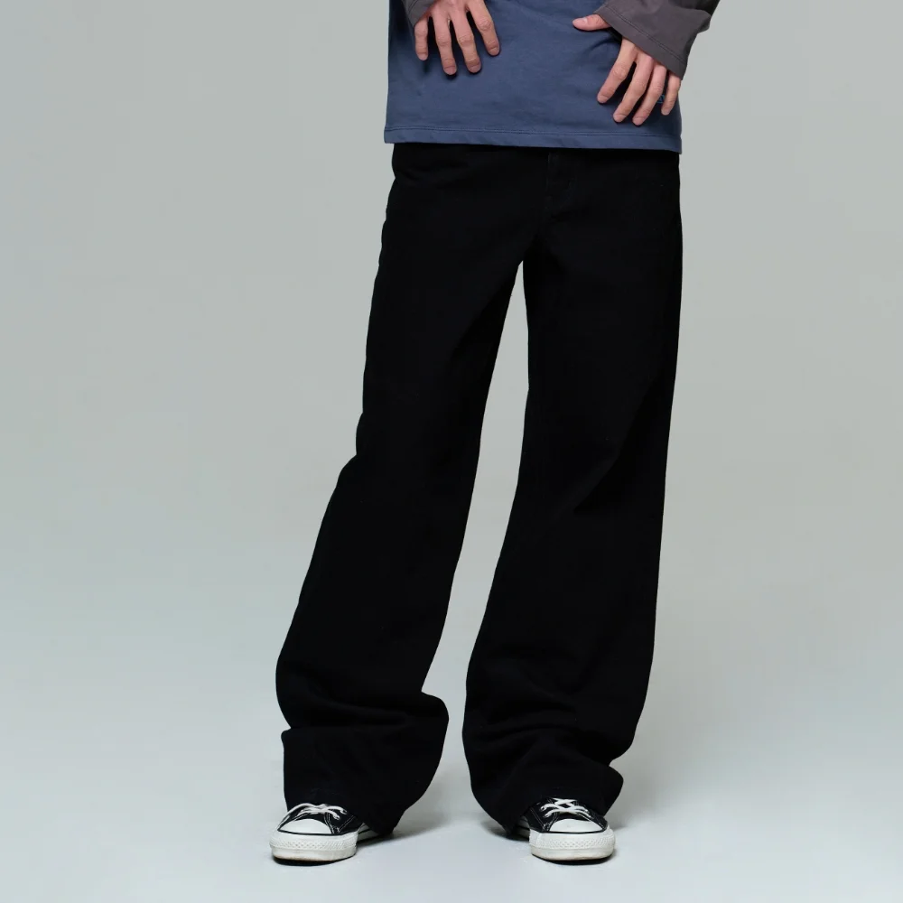 MEN ERA WIDE FIT DENIM PANTS - BLACK