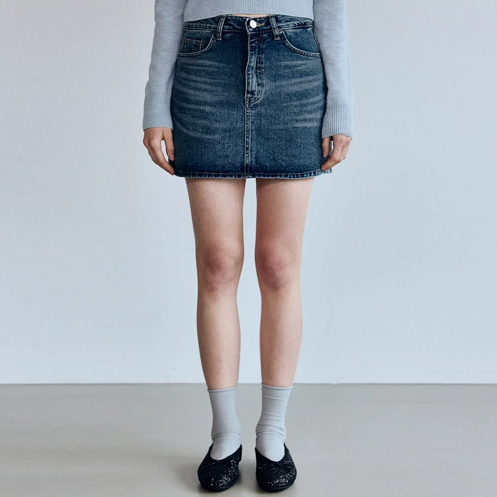 WASHING DENIM MINI SKIRT_BLUE