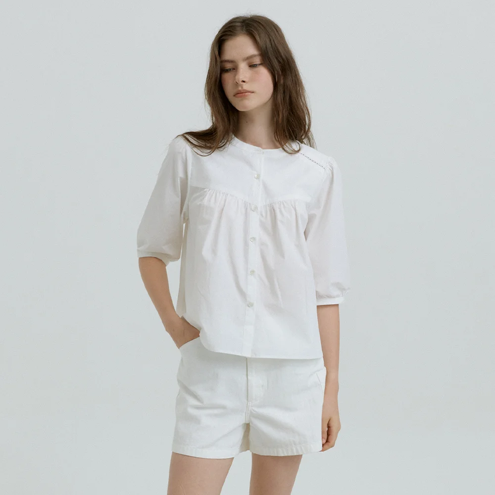 Pompi Shirring Blouse (Ivory)
