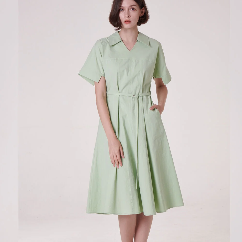 silhouette dress_ mud green
