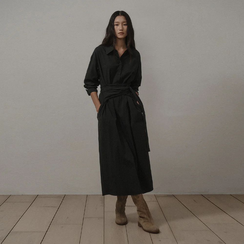 RENEE STRAP LONG DRESS_CHARCOAL