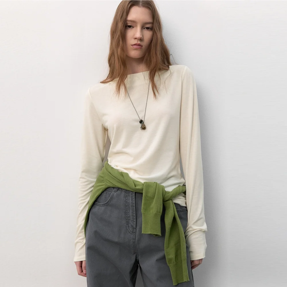 ESSENTIAL BOAT NECK SLIM TEE (T-7093)