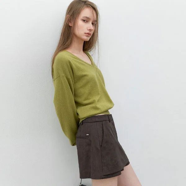 (PT-5830)SUEDE LOWRISE SKIRT PANTS