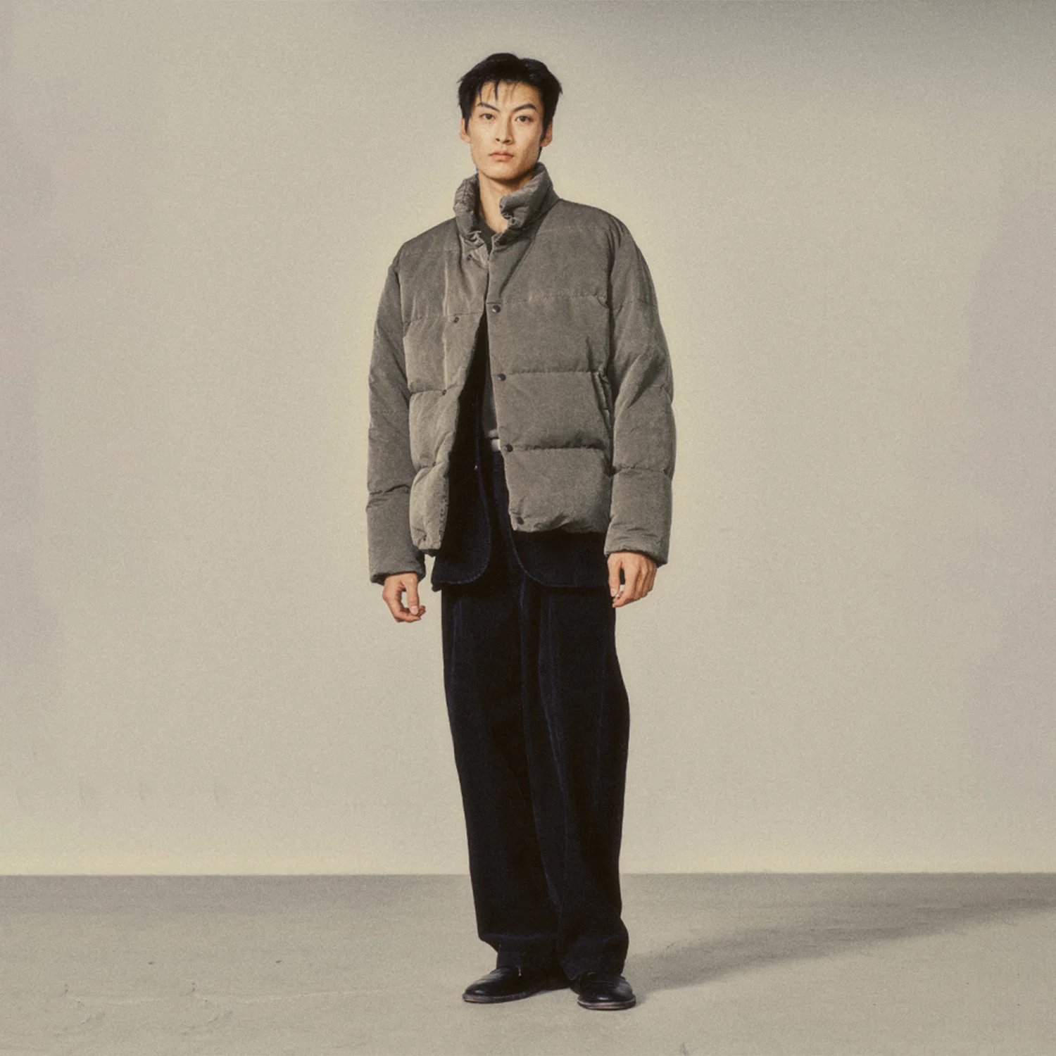Garment Washed Puffer Down Jacket_ Vintage Moss