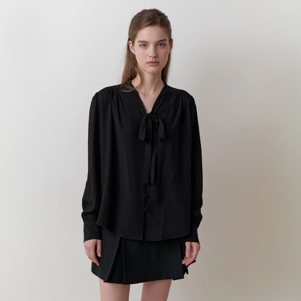 Dandelion tie blouse (black)