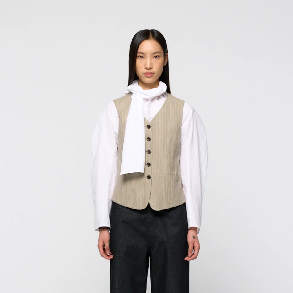Cotton scarf top, White