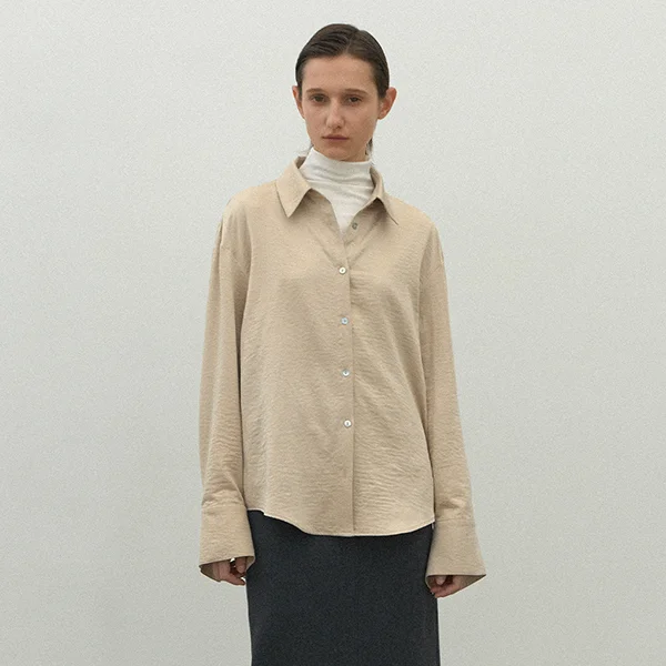 FALLING CUFF GLOSSY SHIRT(BL-4279)