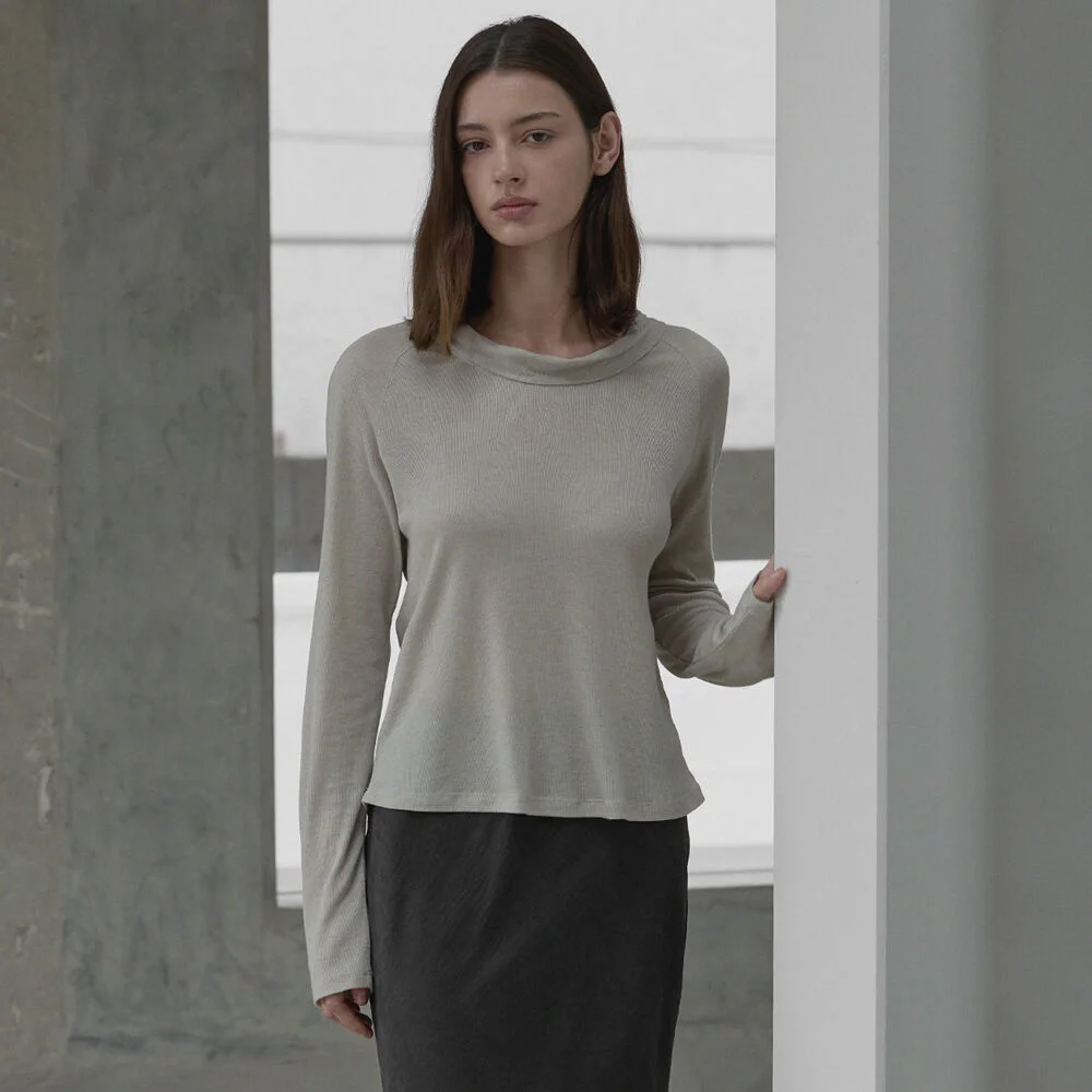 U-neck scarf top - Oatmeal