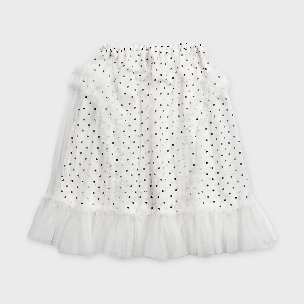 BANDING RUFFLE SHA DOT SKIRT - WHITE