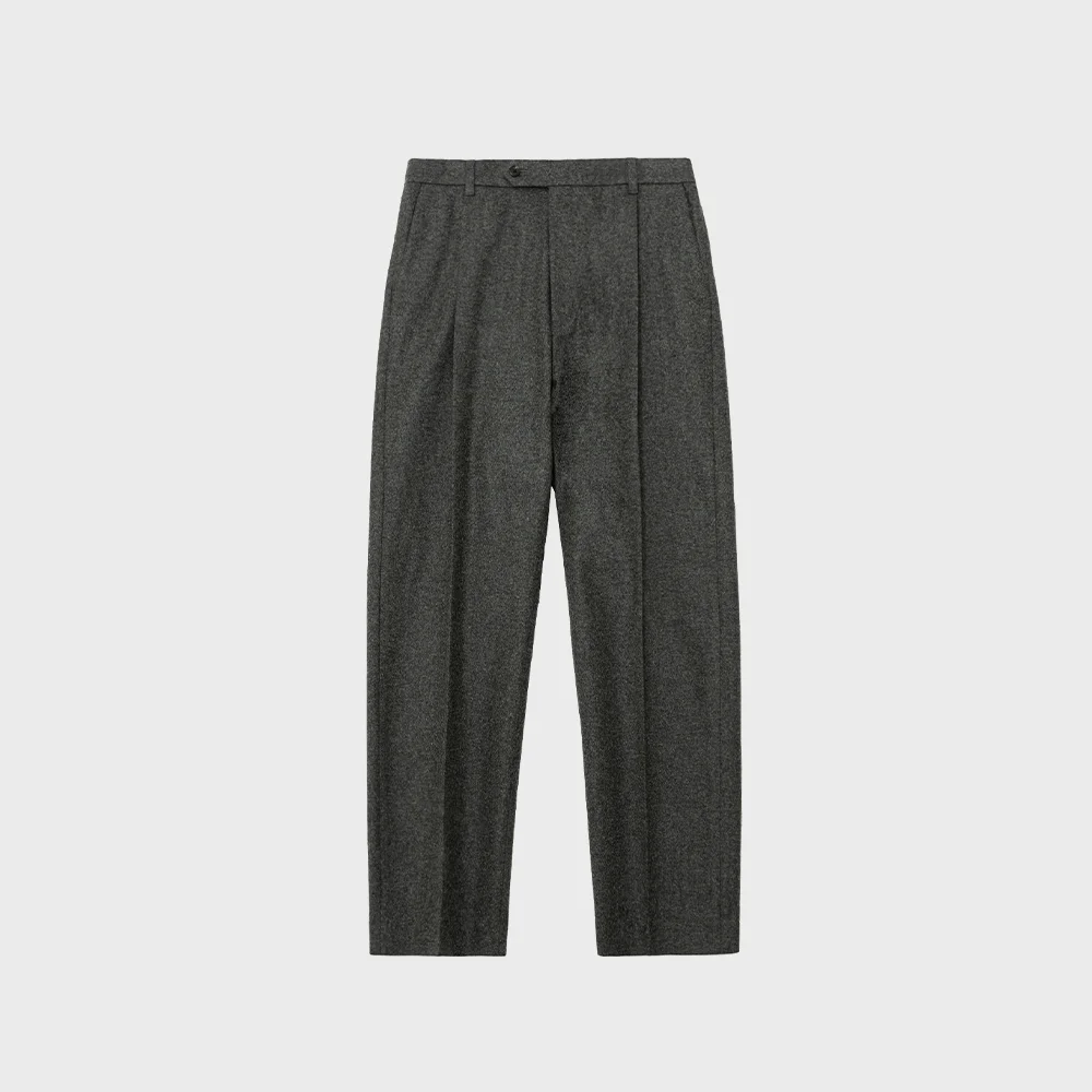 Pure Wool One Tuck Trouser, Charcoal